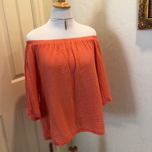 Michael Stars Double Gauze Off Shoulder Top